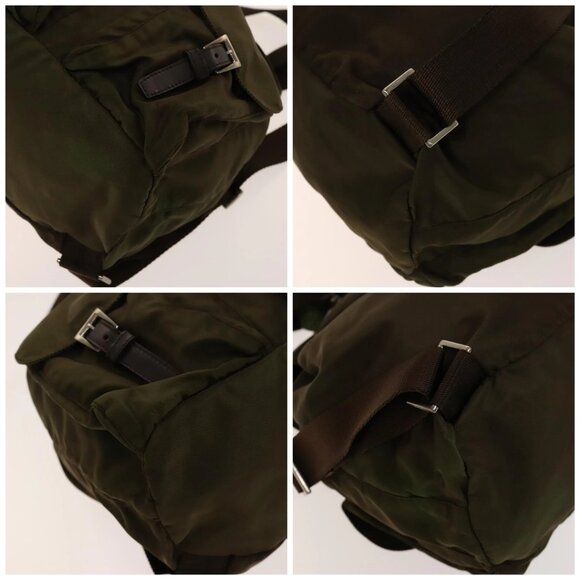 PRADA Backpack Nylon Khaki Silver Auth 140624 - Picture 14 of 16